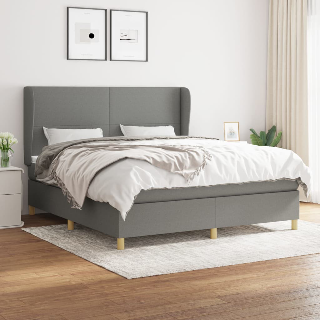 Boxspring met matras stof donkergrijs 180x200 cm is nu te koop bij PeponiXL, paradijselijk wonen!
