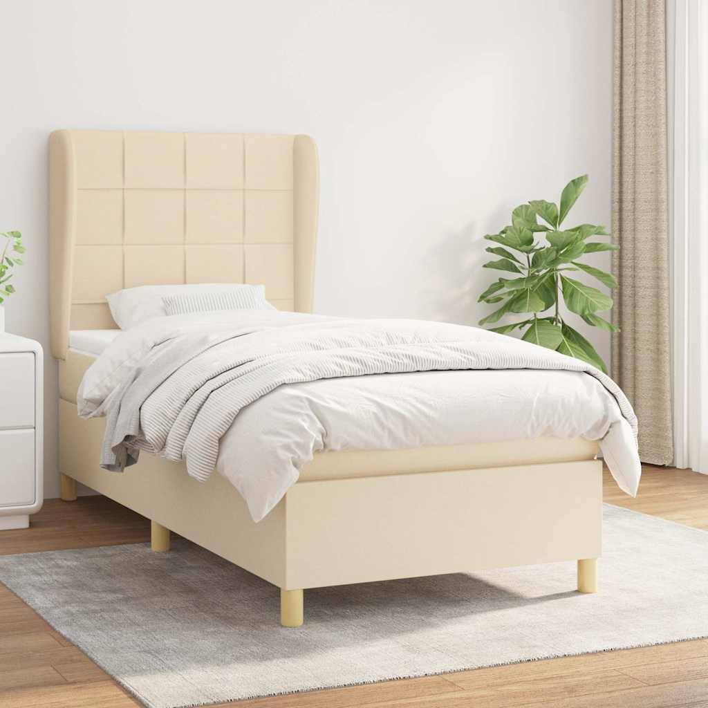 Boxspring met matras stof crèmekleurig 80x200 cm is nu te koop bij PeponiXL, paradijselijk wonen!