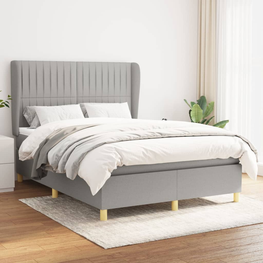 Boxspring met matras stof lichtgrijs 140x190 cm is nu te koop bij PeponiXL, paradijselijk wonen!