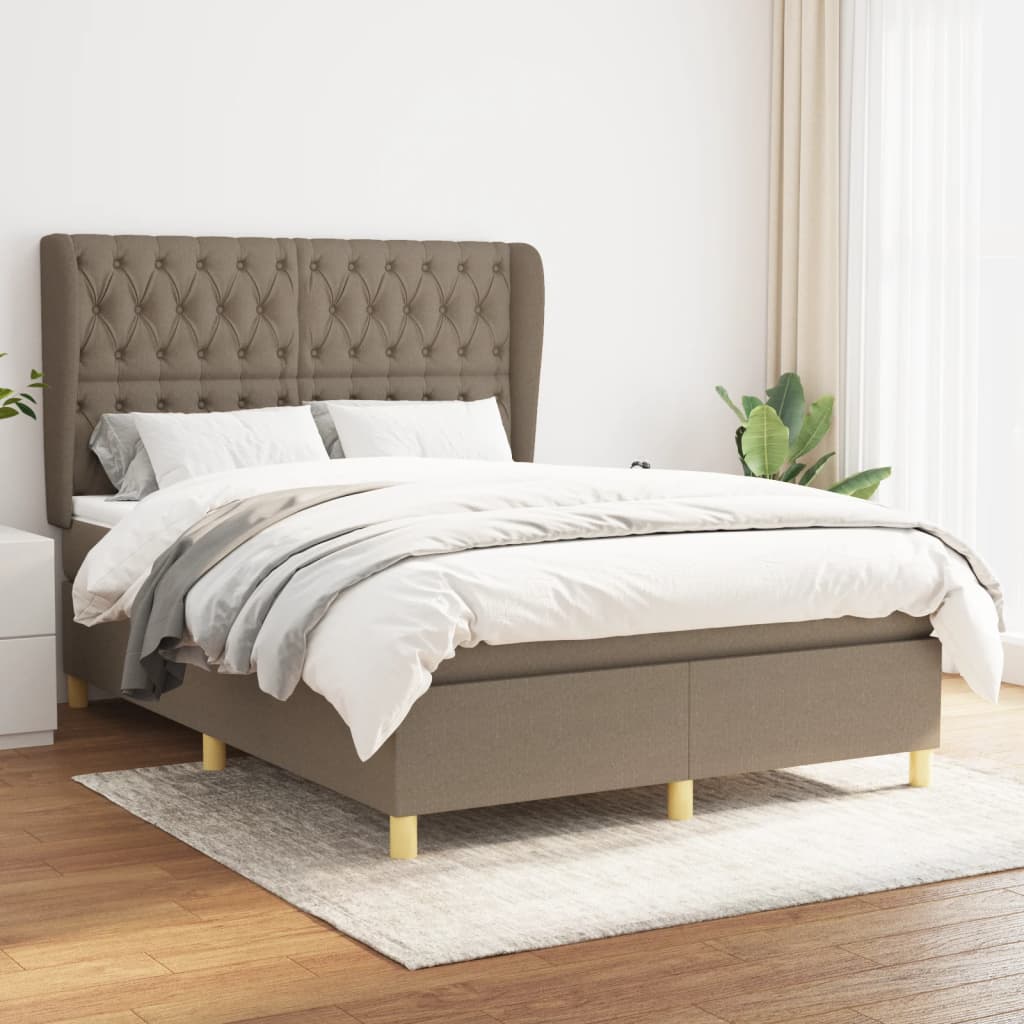 Boxspring met matras stof taupe 140x200 cm is nu te koop bij PeponiXL, paradijselijk wonen!