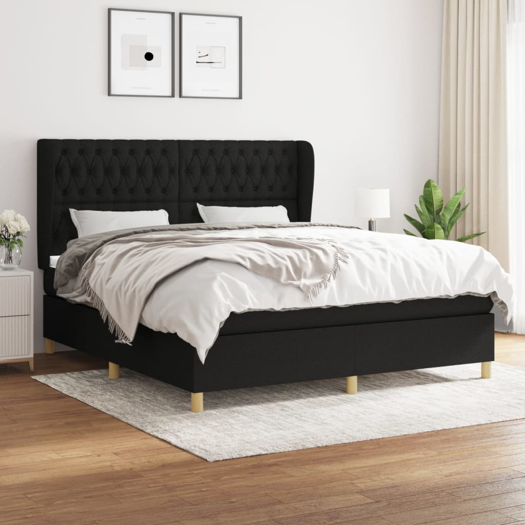 Boxspring met matras stof zwart 180x200 cm is nu te koop bij PeponiXL, paradijselijk wonen!