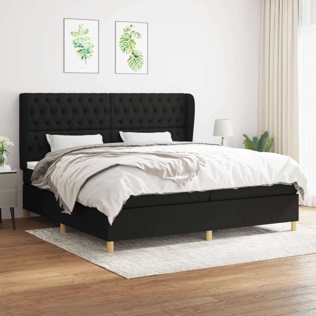 Boxspring met matras stof zwart 200x200 cm is nu te koop bij PeponiXL, paradijselijk wonen!