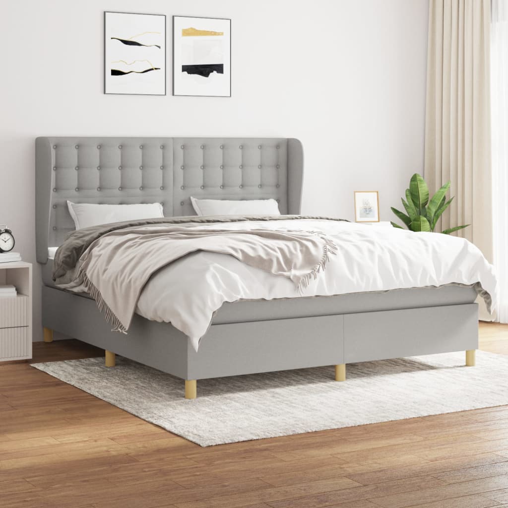 Boxspring met matras stof lichtgrijs 160x200 cm is nu te koop bij PeponiXL, paradijselijk wonen!