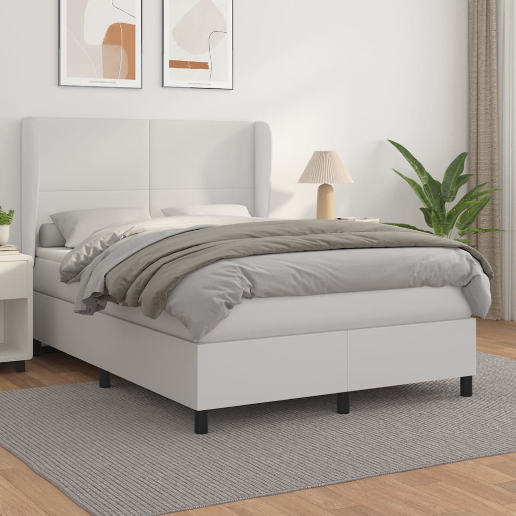 Boxspring met matras kunstleer wit 140x200 cm is nu te koop bij PeponiXL, paradijselijk wonen!