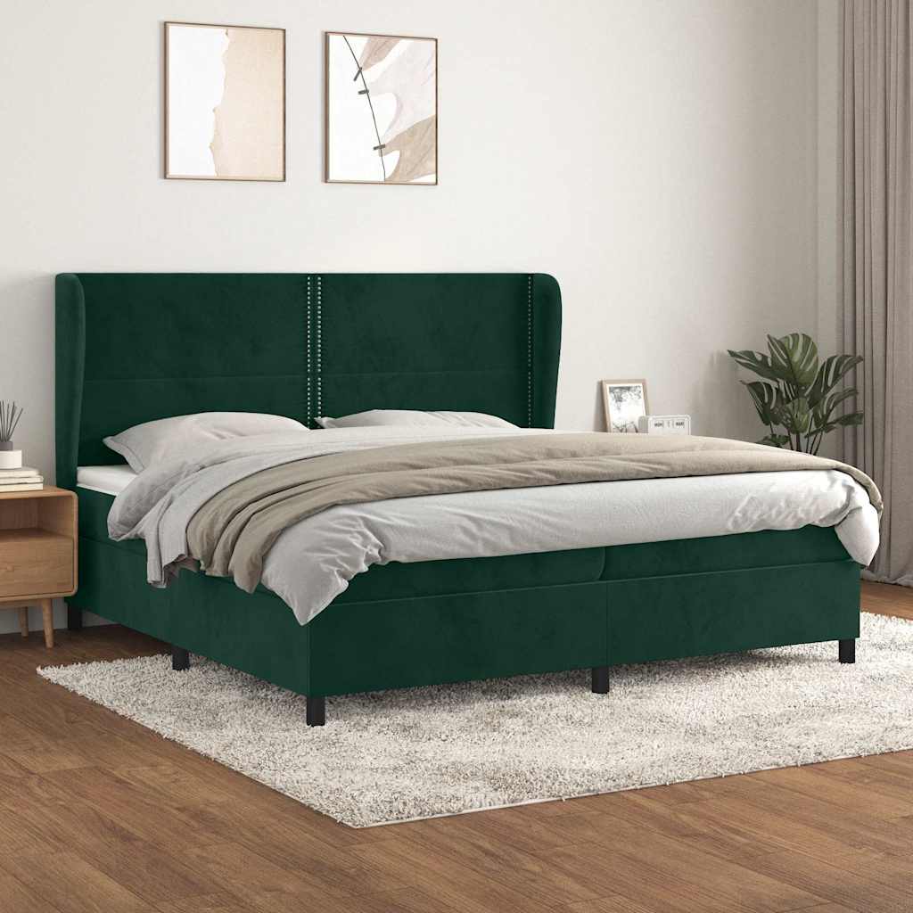Boxspring met matras fluweel donkergroen 200x200 cm is nu te koop bij PeponiXL, paradijselijk wonen!