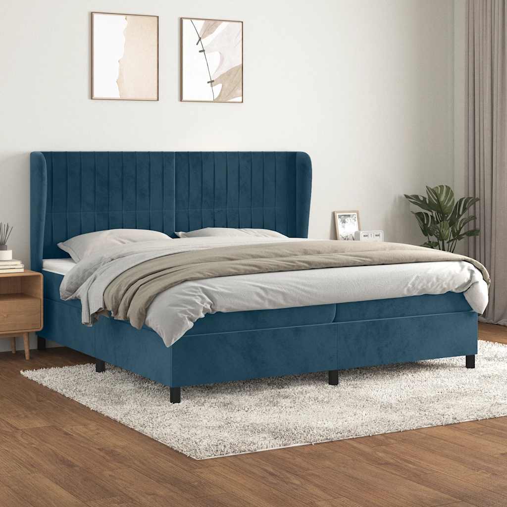 Boxspring met matras fluweel donkerblauw 200x200 cm is nu te koop bij PeponiXL, paradijselijk wonen!
