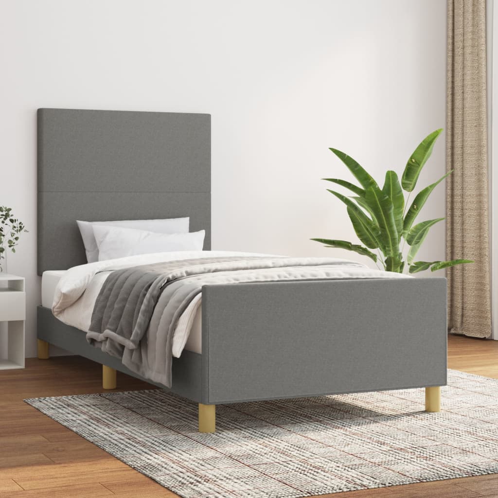 Bedframe zonder matras 90x200 cm stof donkergrijs is nu te koop bij PeponiXL, paradijselijk wonen!