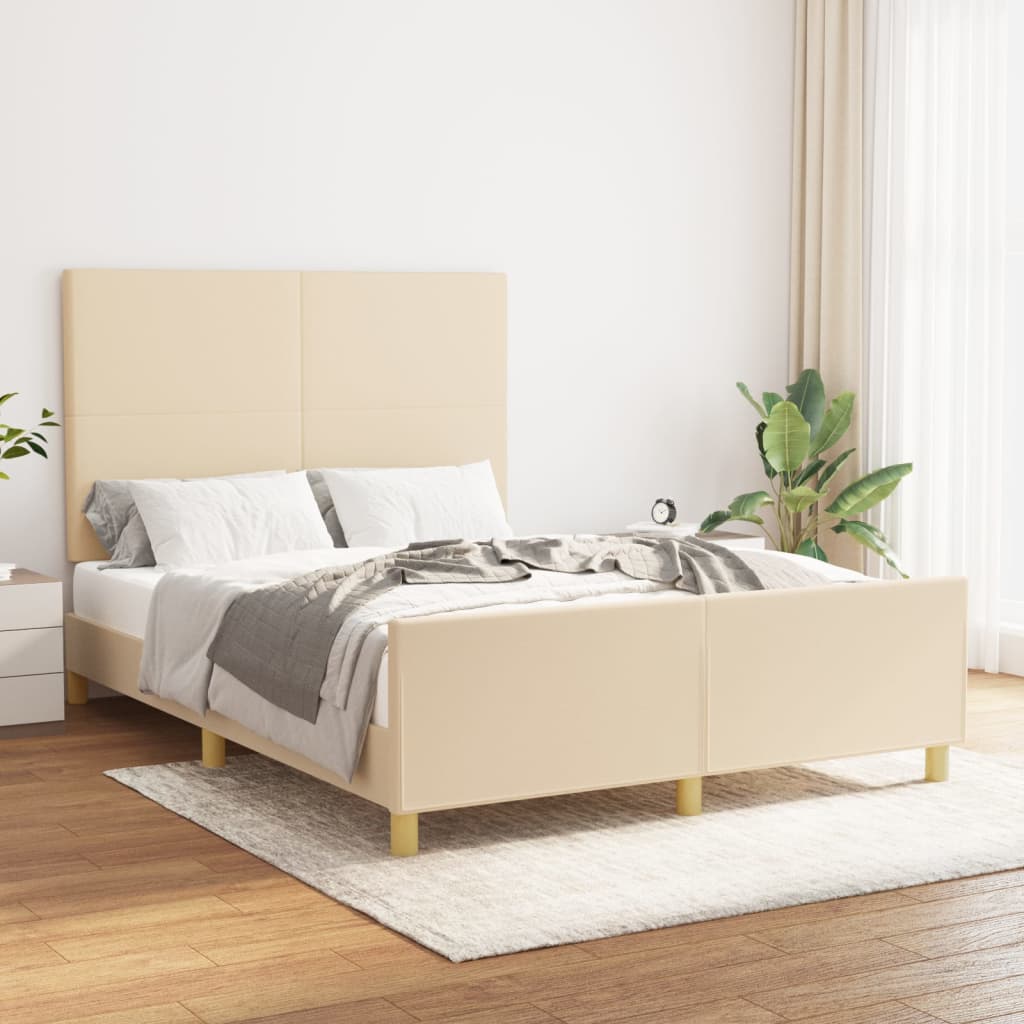 Bedframe zonder matras stof crèmekleurig 140x200 cm is nu te koop bij PeponiXL, paradijselijk wonen!