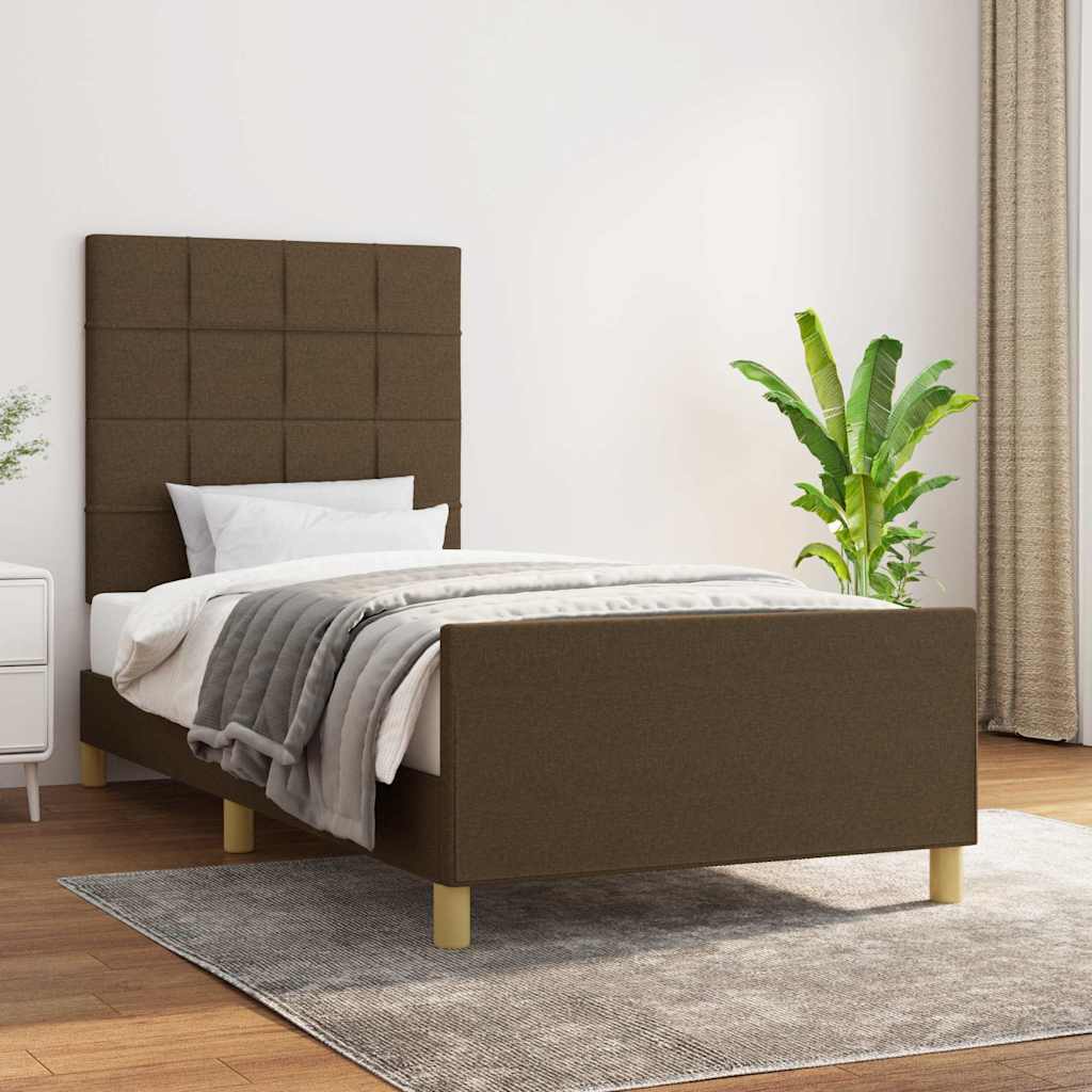 Bedframe zonder matras 80x200 cm stof donkerbruin is nu te koop bij PeponiXL, paradijselijk wonen!
