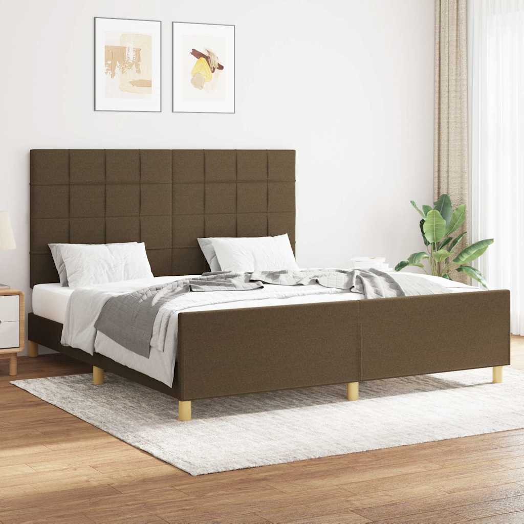Bedframe zonder matras stof donkerbruin 160x200 cm is nu te koop bij PeponiXL, paradijselijk wonen!
