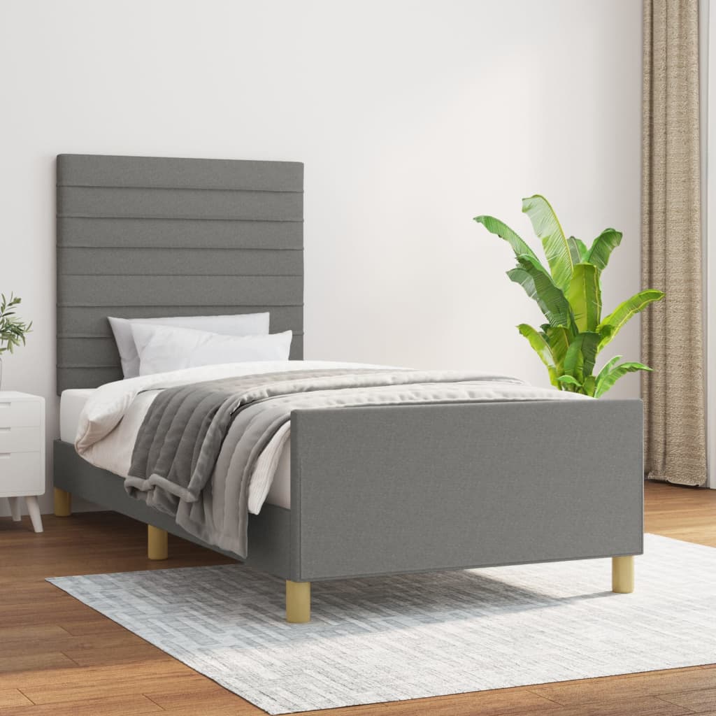 Bedframe zonder matras 80x200 cm stof donkergrijs is nu te koop bij PeponiXL, paradijselijk wonen!