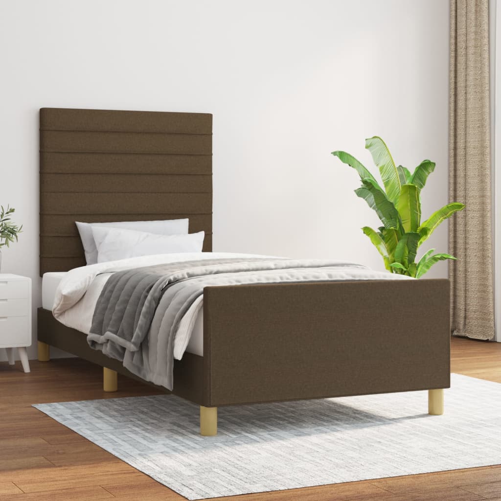 Bedframe zonder matras 90x200 cm stof donkerbruin is nu te koop bij PeponiXL, paradijselijk wonen!