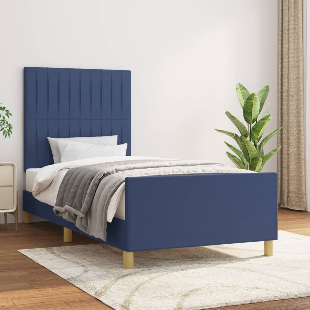 Bedframe zonder matras 90x190 cm stof blauw is nu te koop bij PeponiXL, paradijselijk wonen!