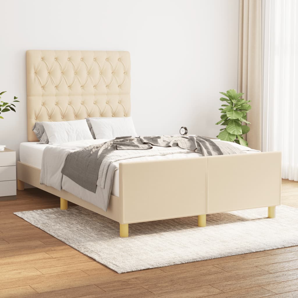 Bedframe zonder matras 120x200 cm stof crèmekleurig is nu te koop bij PeponiXL, paradijselijk wonen!