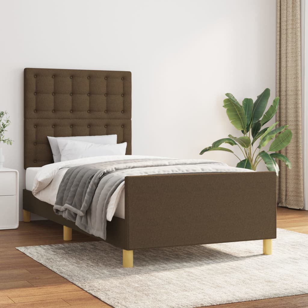 Bedframe zonder matras 100x200 cm stof donkerbruin is nu te koop bij PeponiXL, paradijselijk wonen!