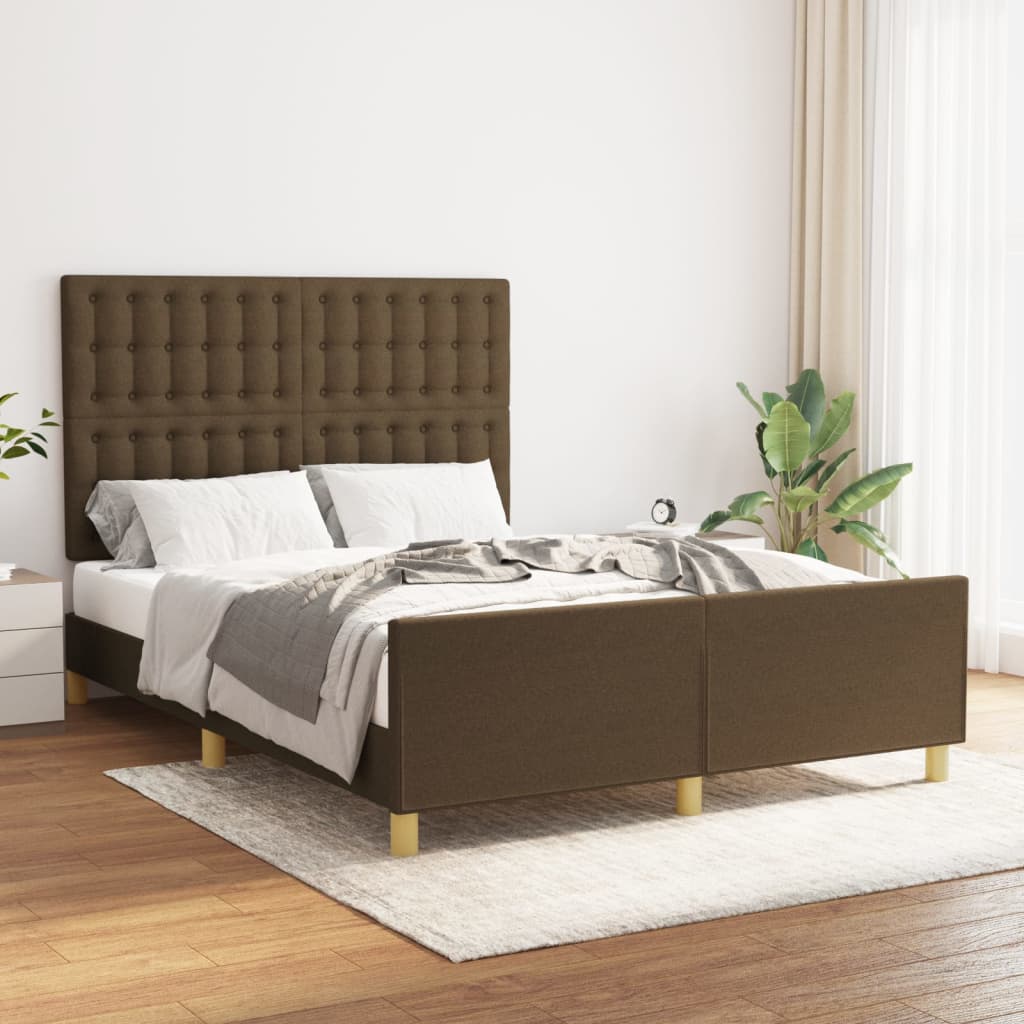 Bedframe zonder matras stof donkerbruin 140x190 cm is nu te koop bij PeponiXL, paradijselijk wonen!