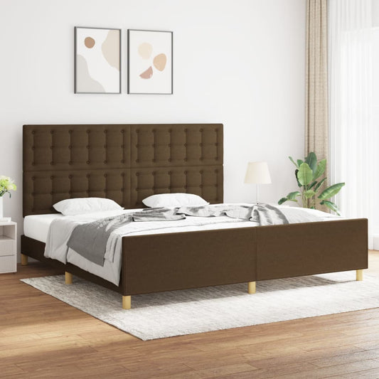 Bedframe zonder matras stof donkerbruin 200x200 cm is nu te koop bij PeponiXL, paradijselijk wonen!