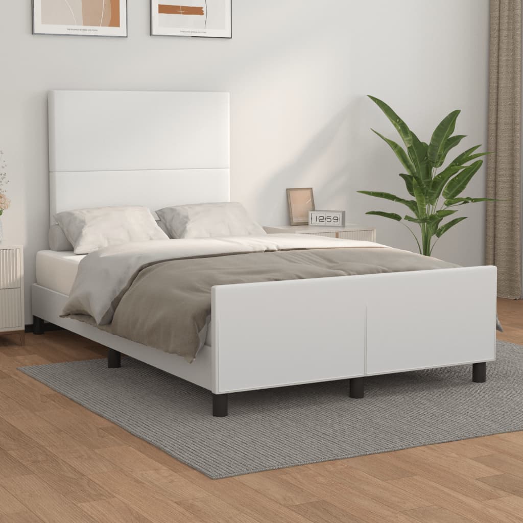 Bedframe met hoofdbord kunstleer wit 120x200 cm is nu te koop bij PeponiXL, paradijselijk wonen!