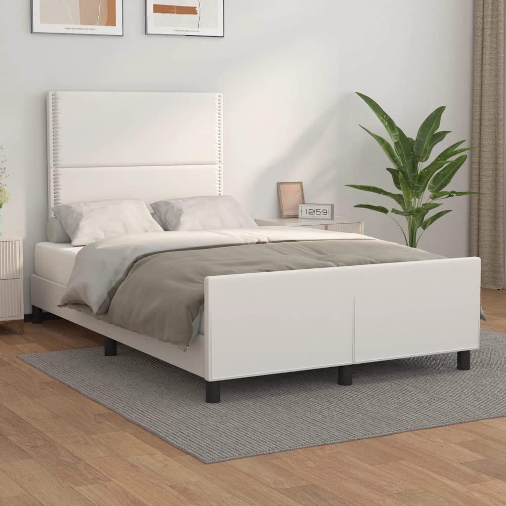 Bedframe met hoofdbord kunstleer wit 120x200 cm is nu te koop bij PeponiXL, paradijselijk wonen!