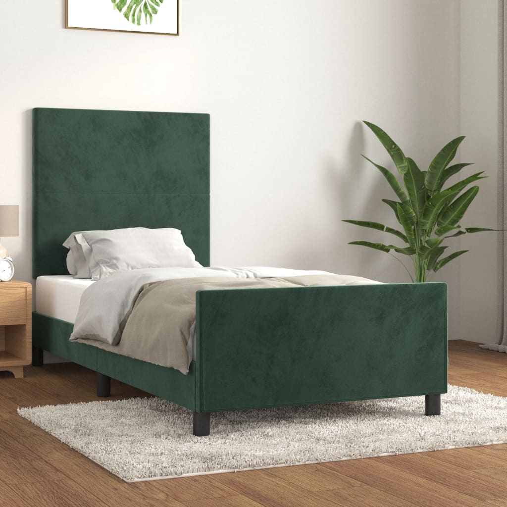 Bedframe zonder matras 90x190 cm fluweel donkergroen is nu te koop bij PeponiXL, paradijselijk wonen!
