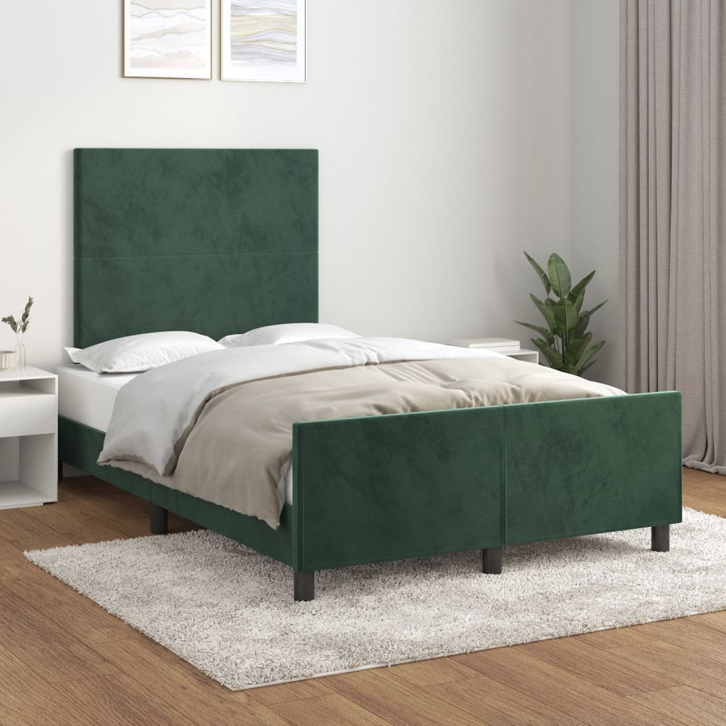 Bedframe zonder matras 120x200 cm fluweel donkergroen is nu te koop bij PeponiXL, paradijselijk wonen!