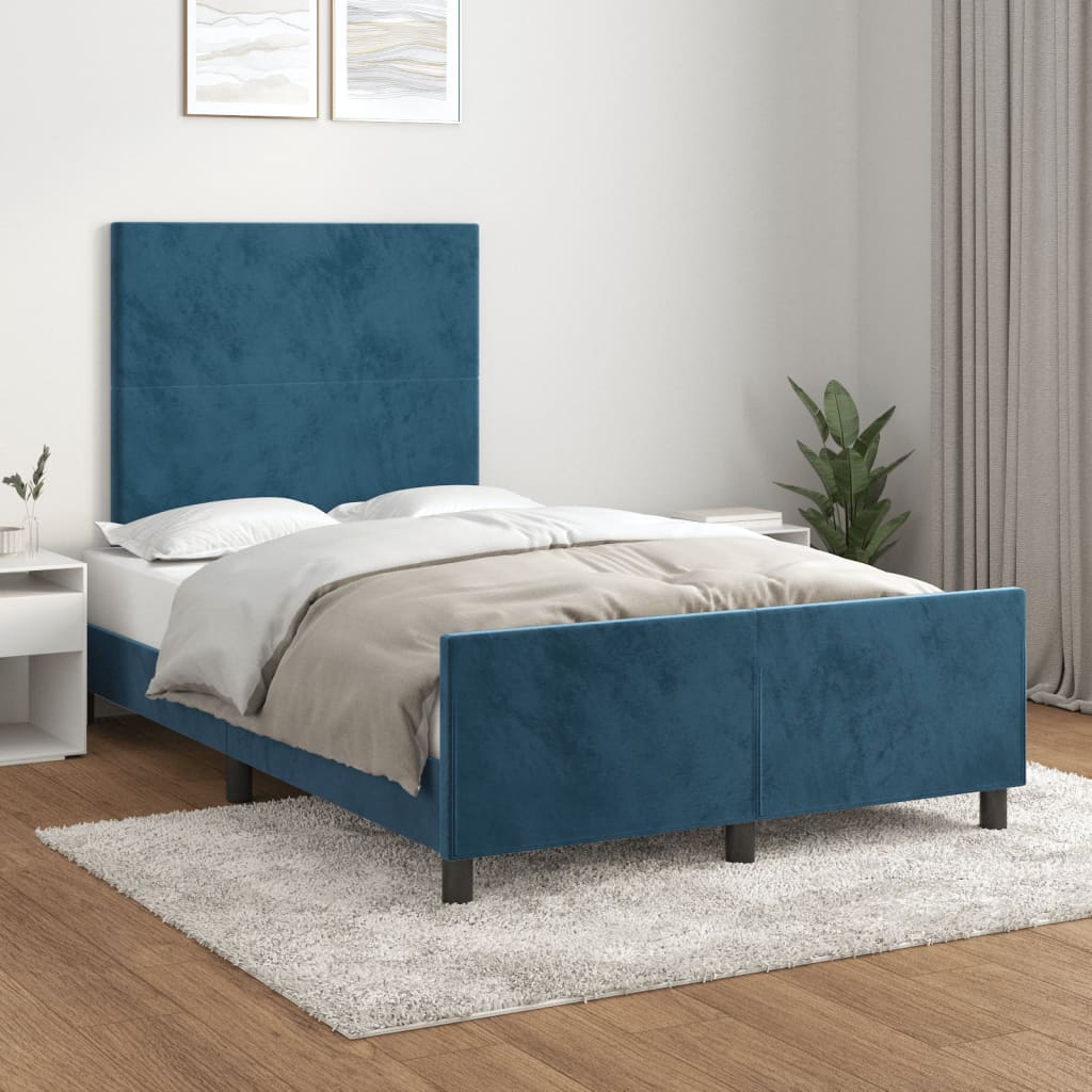 Bedframe zonder matras 120x200 cm fluweel donkerblauw is nu te koop bij PeponiXL, paradijselijk wonen!
