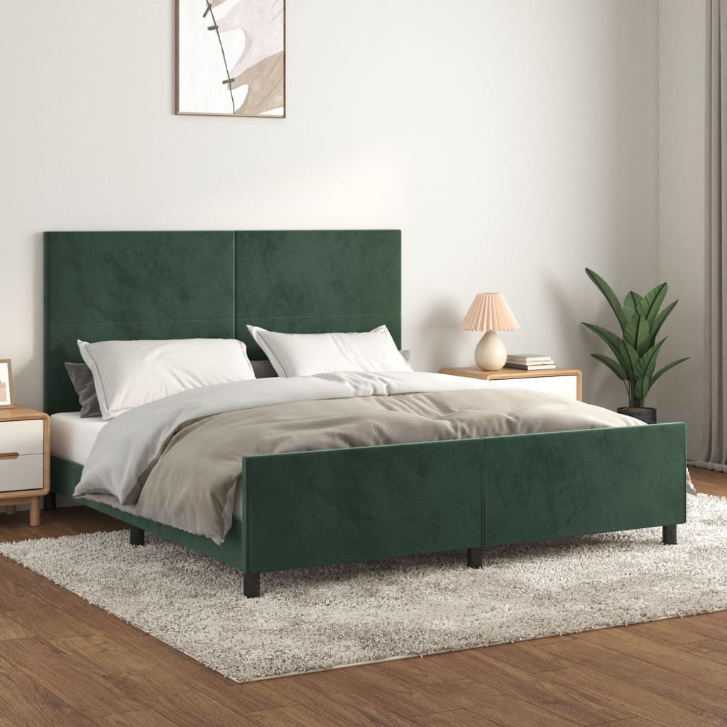Bedframe met hoofdeinde fluweel donkergroen 180x200 cm is nu te koop bij PeponiXL, paradijselijk wonen!