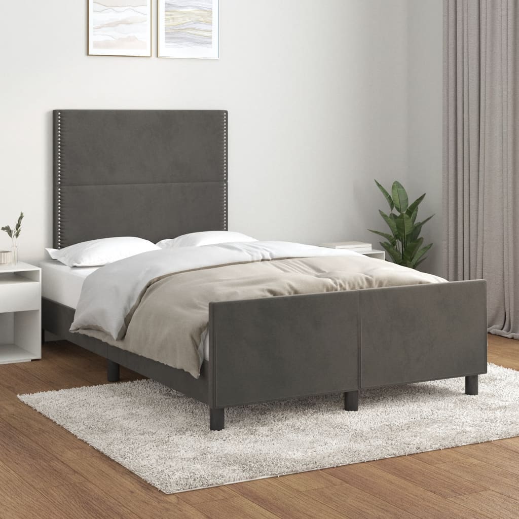 Bedframe zonder matras 120x200 cm fluweel donkergrijs is nu te koop bij PeponiXL, paradijselijk wonen!