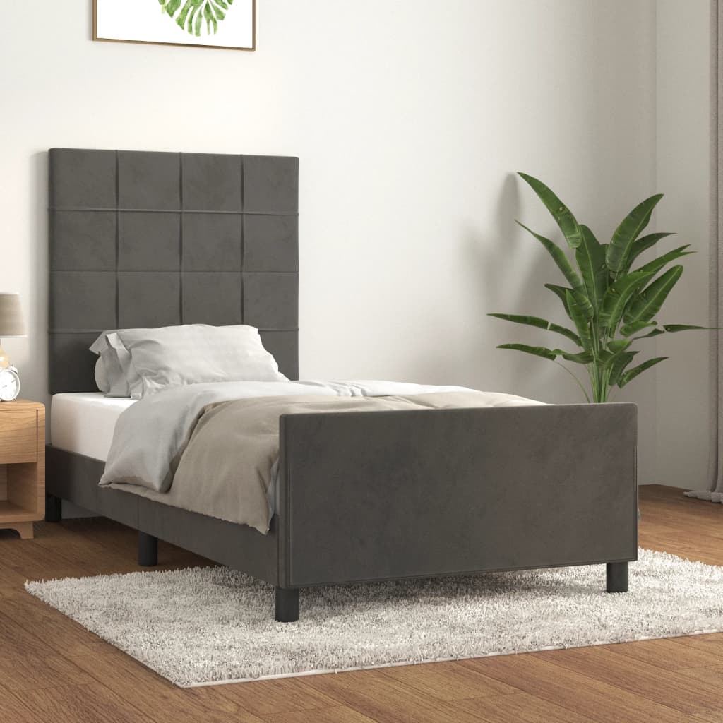 Bedframe zonder matras 90x200 cm fluweel donkergrijs is nu te koop bij PeponiXL, paradijselijk wonen!