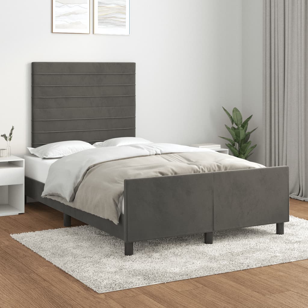 Bedframe zonder matras 120x200 cm fluweel donkergrijs is nu te koop bij PeponiXL, paradijselijk wonen!