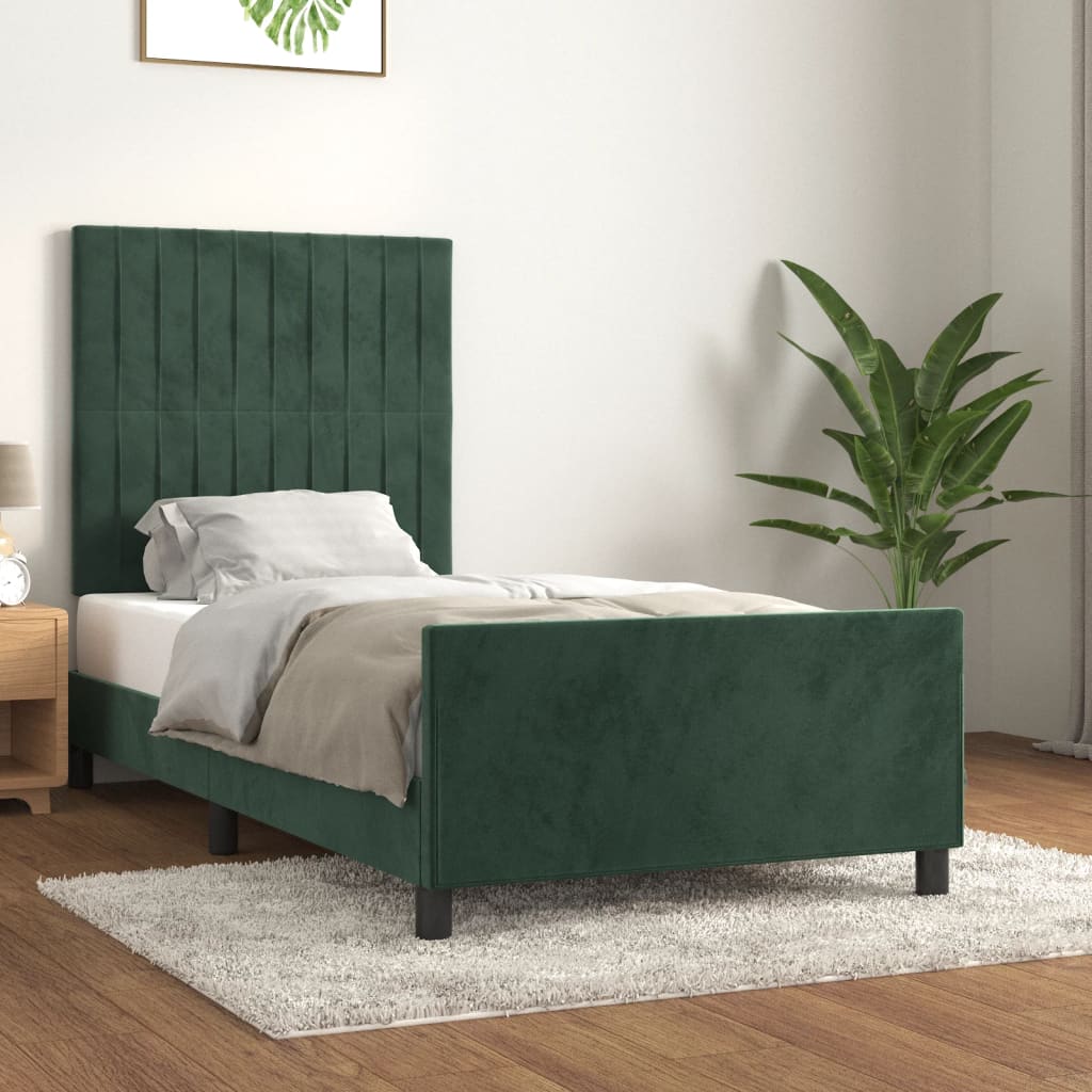 Bedframe zonder matras 90x200 cm fluweel donkergroen is nu te koop bij PeponiXL, paradijselijk wonen!