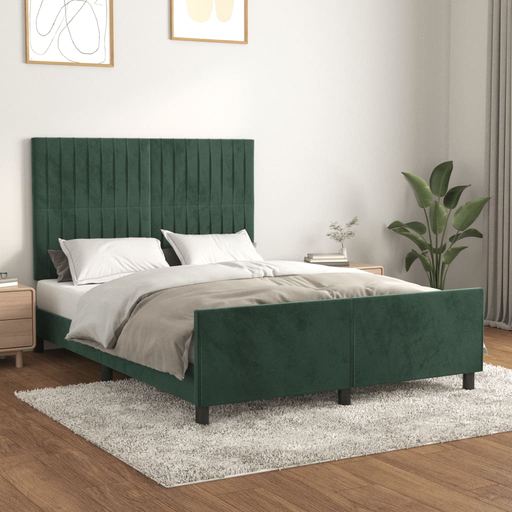 Bedframe zonder matras 140x200 cm fluweel donkergroen is nu te koop bij PeponiXL, paradijselijk wonen!