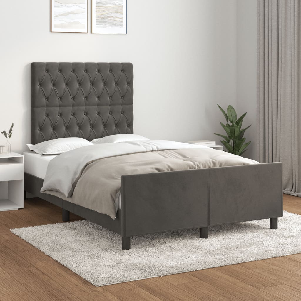 Bedframe zonder matras 120x200 cm fluweel donkergrijs is nu te koop bij PeponiXL, paradijselijk wonen!