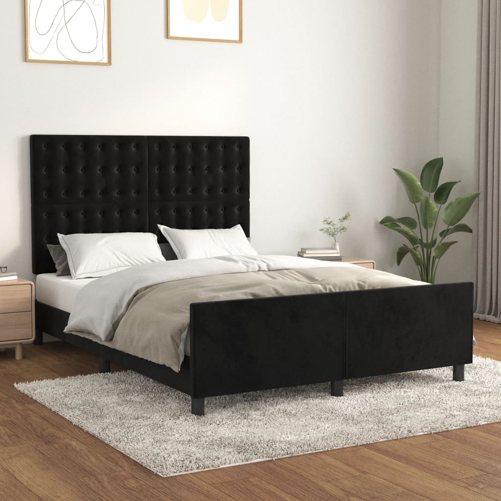 Bedframe zonder matras 140x200 cm fluweel zwart is nu te koop bij PeponiXL, paradijselijk wonen!