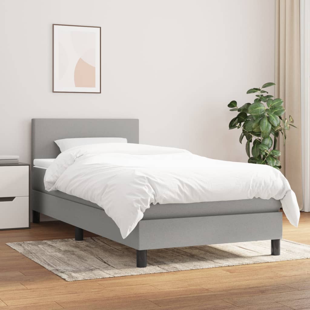 Boxspring met matras stof lichtgrijs 90x200 cm is nu te koop bij PeponiXL, paradijselijk wonen!
