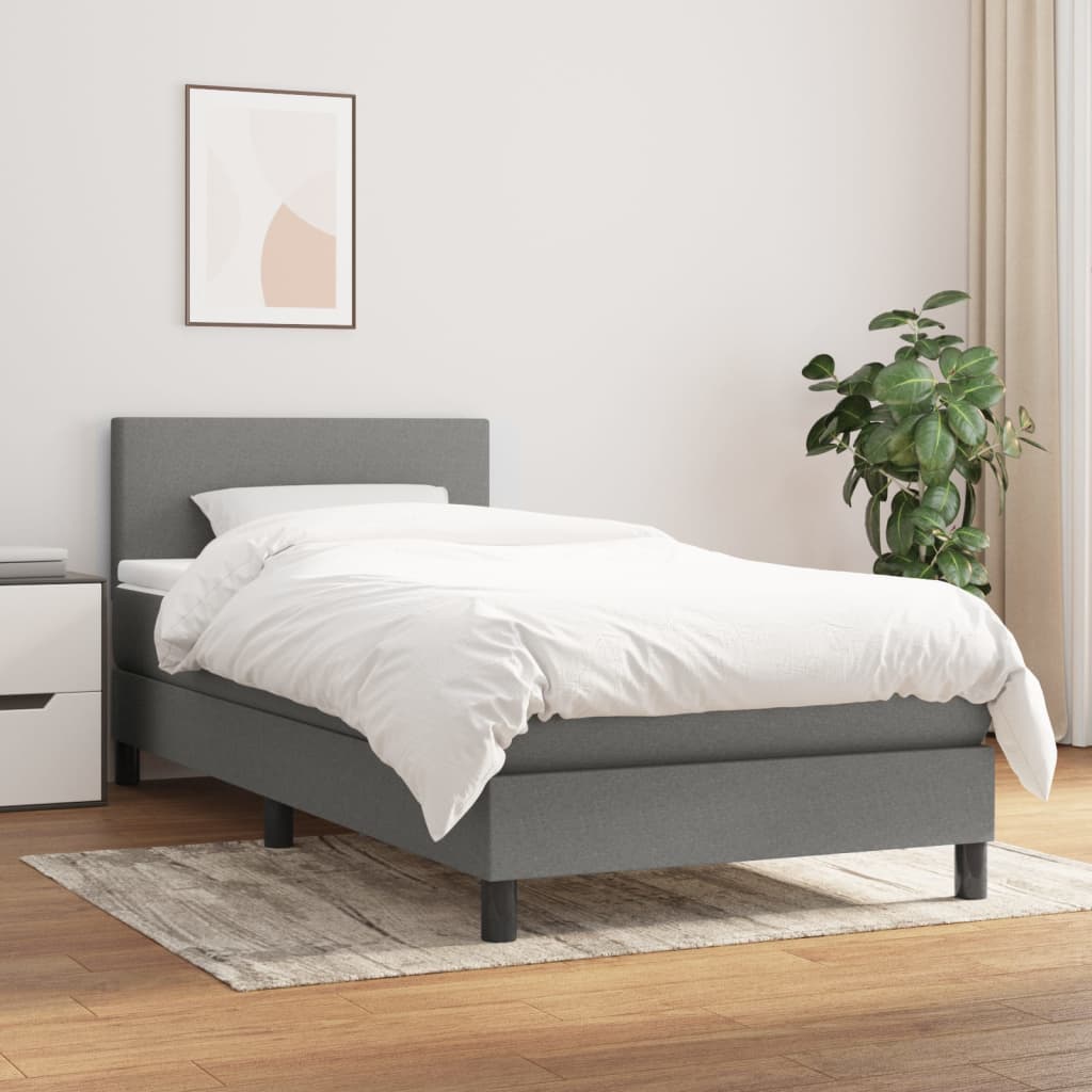 Boxspring met matras stof donkergrijs 100x200 cm is nu te koop bij PeponiXL, paradijselijk wonen!