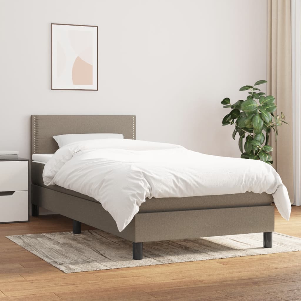 Boxspring met matras stof taupe 90x190 cm is nu te koop bij PeponiXL, paradijselijk wonen!