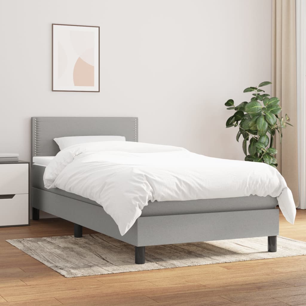 Boxspring met matras stof lichtgrijs 100x200 cm is nu te koop bij PeponiXL, paradijselijk wonen!