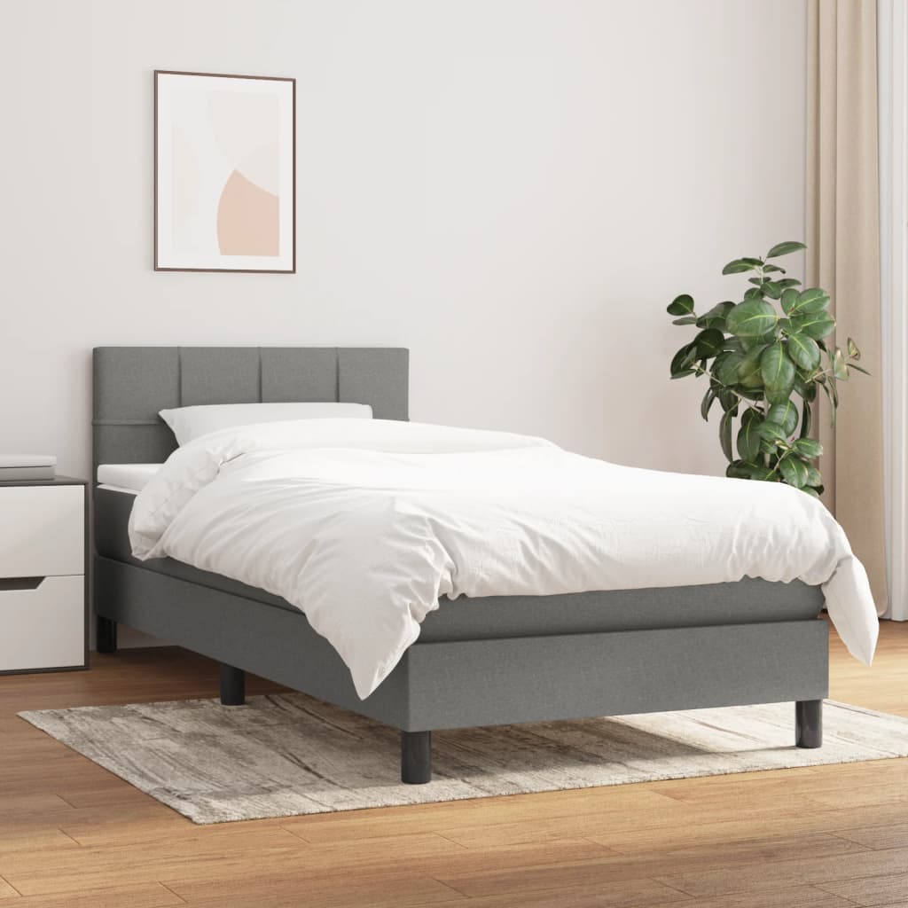 Boxspring met matras stof donkergrijs 90x200 cm is nu te koop bij PeponiXL, paradijselijk wonen!