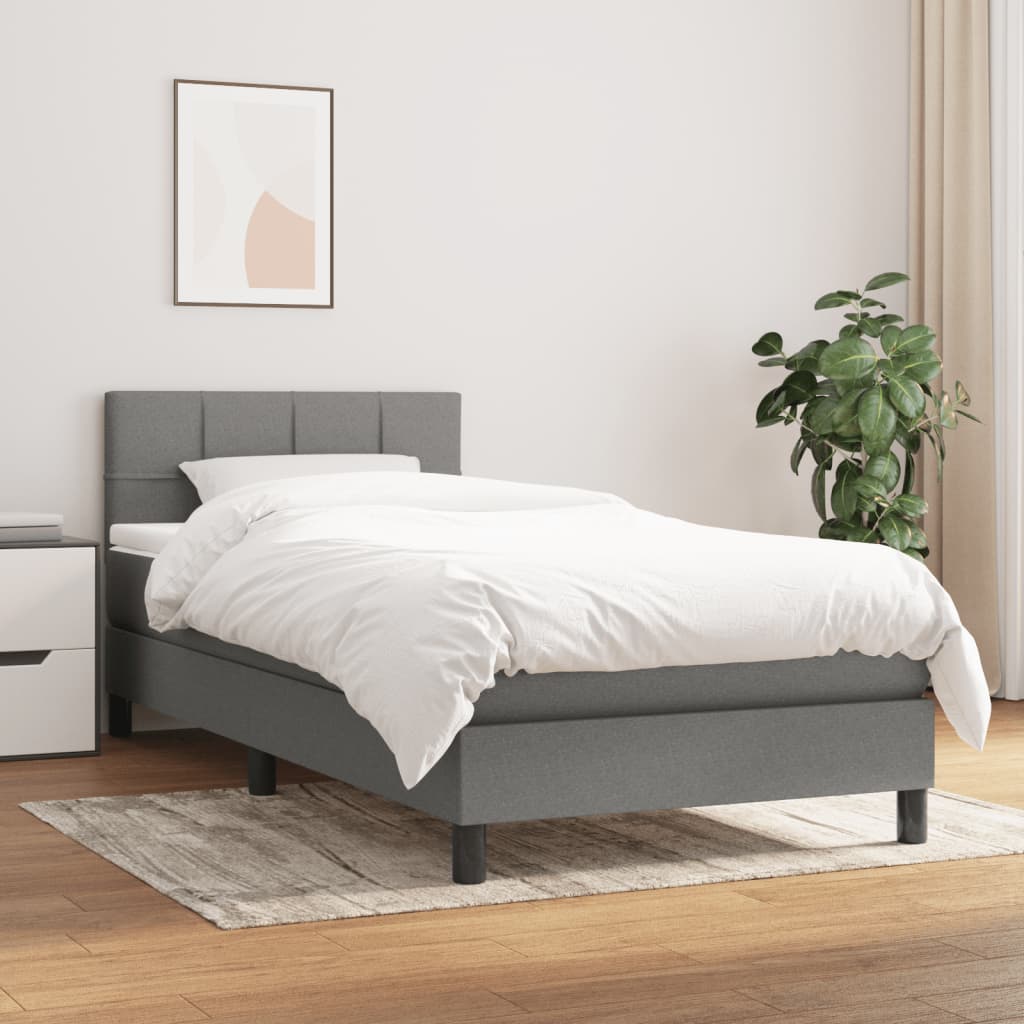 Boxspring met matras stof donkergrijs 100x200 cm is nu te koop bij PeponiXL, paradijselijk wonen!
