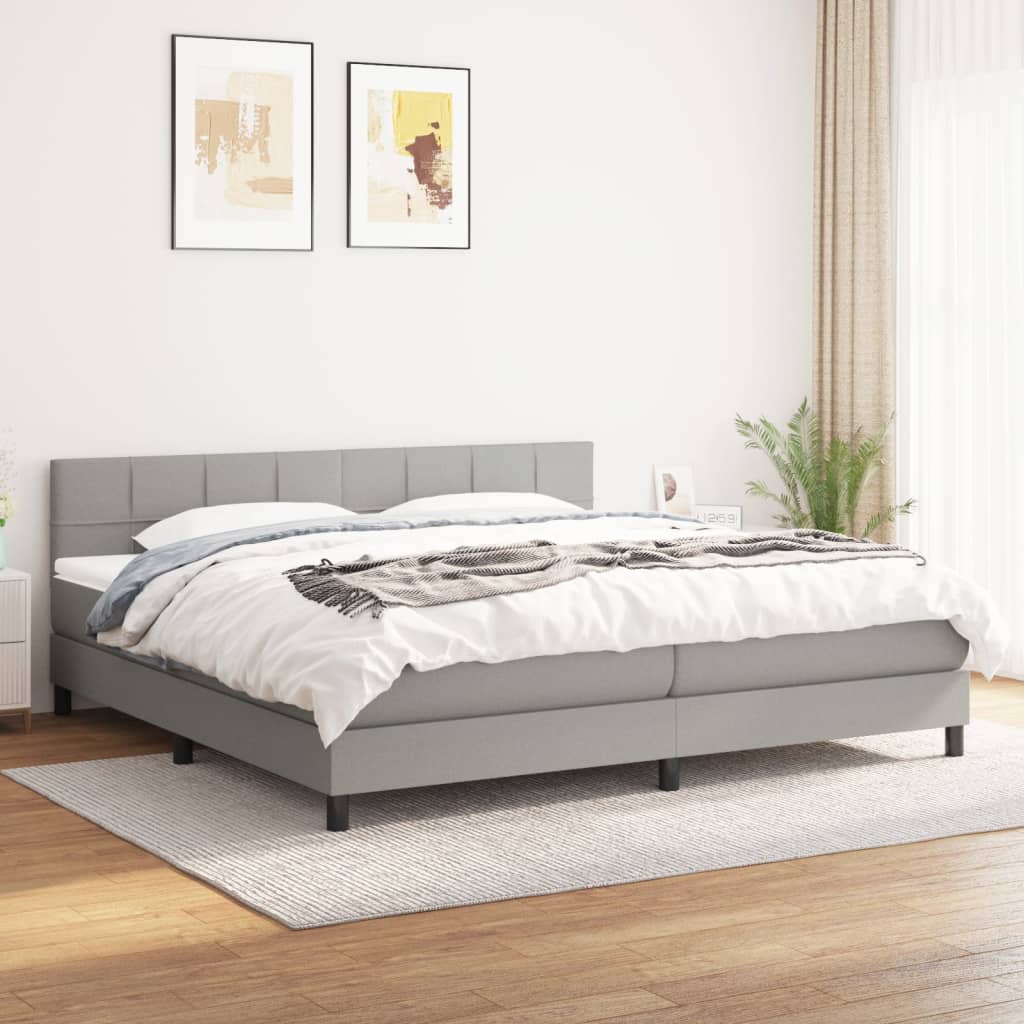 Boxspring met matras stof lichtgrijs 160x200 cm is nu te koop bij PeponiXL, paradijselijk wonen!