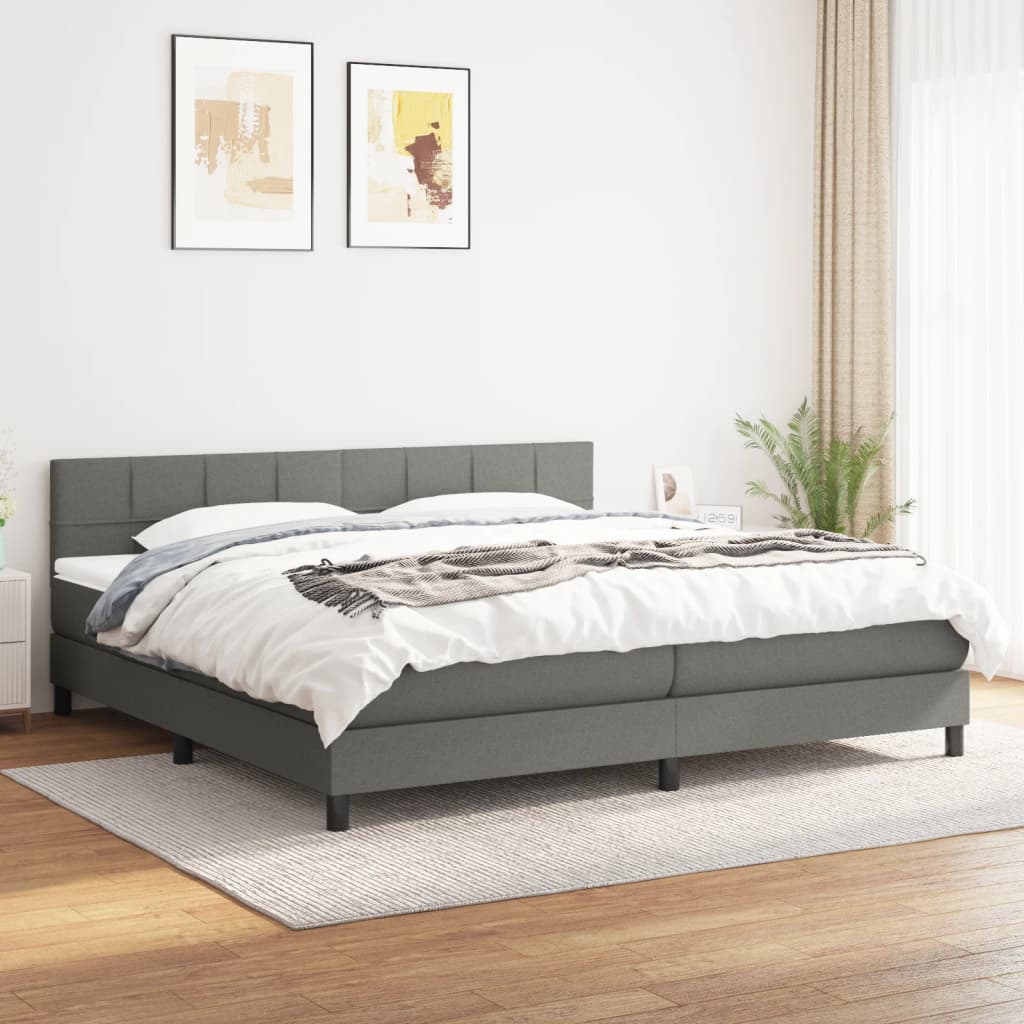 Boxspring met matras stof donkergrijs 160x200 cm is nu te koop bij PeponiXL, paradijselijk wonen!