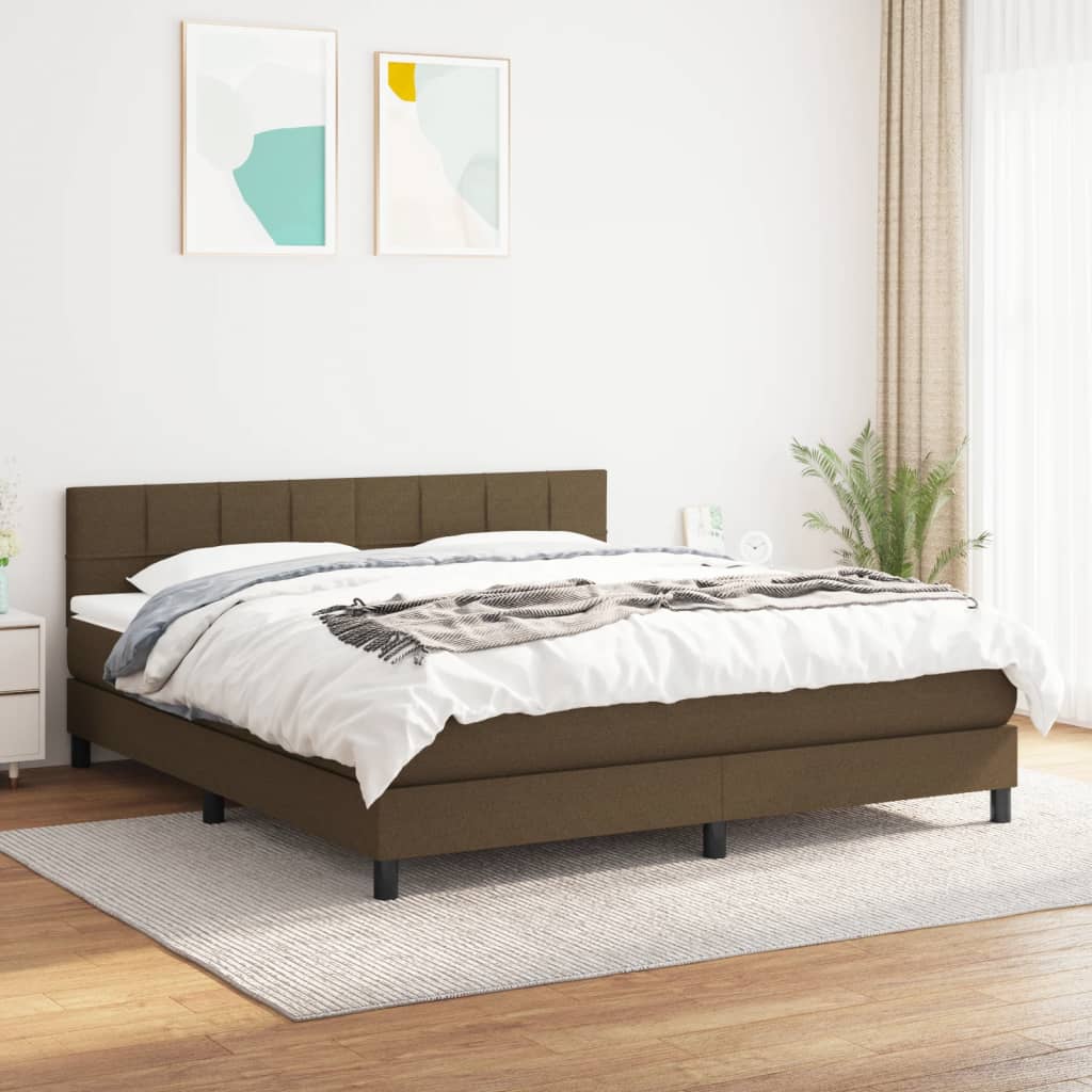 Boxspring met matras stof donkerbruin 160x200 cm is nu te koop bij PeponiXL, paradijselijk wonen!