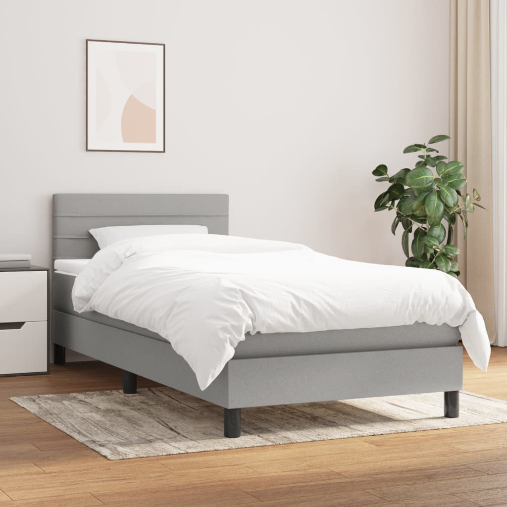 Boxspring met matras stof lichtgrijs 90x200 cm is nu te koop bij PeponiXL, paradijselijk wonen!