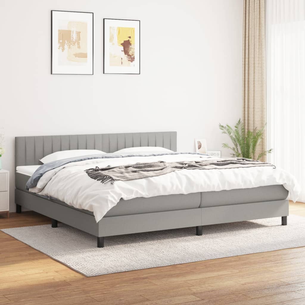 Boxspring met matras stof lichtgrijs 200x200 cm is nu te koop bij PeponiXL, paradijselijk wonen!