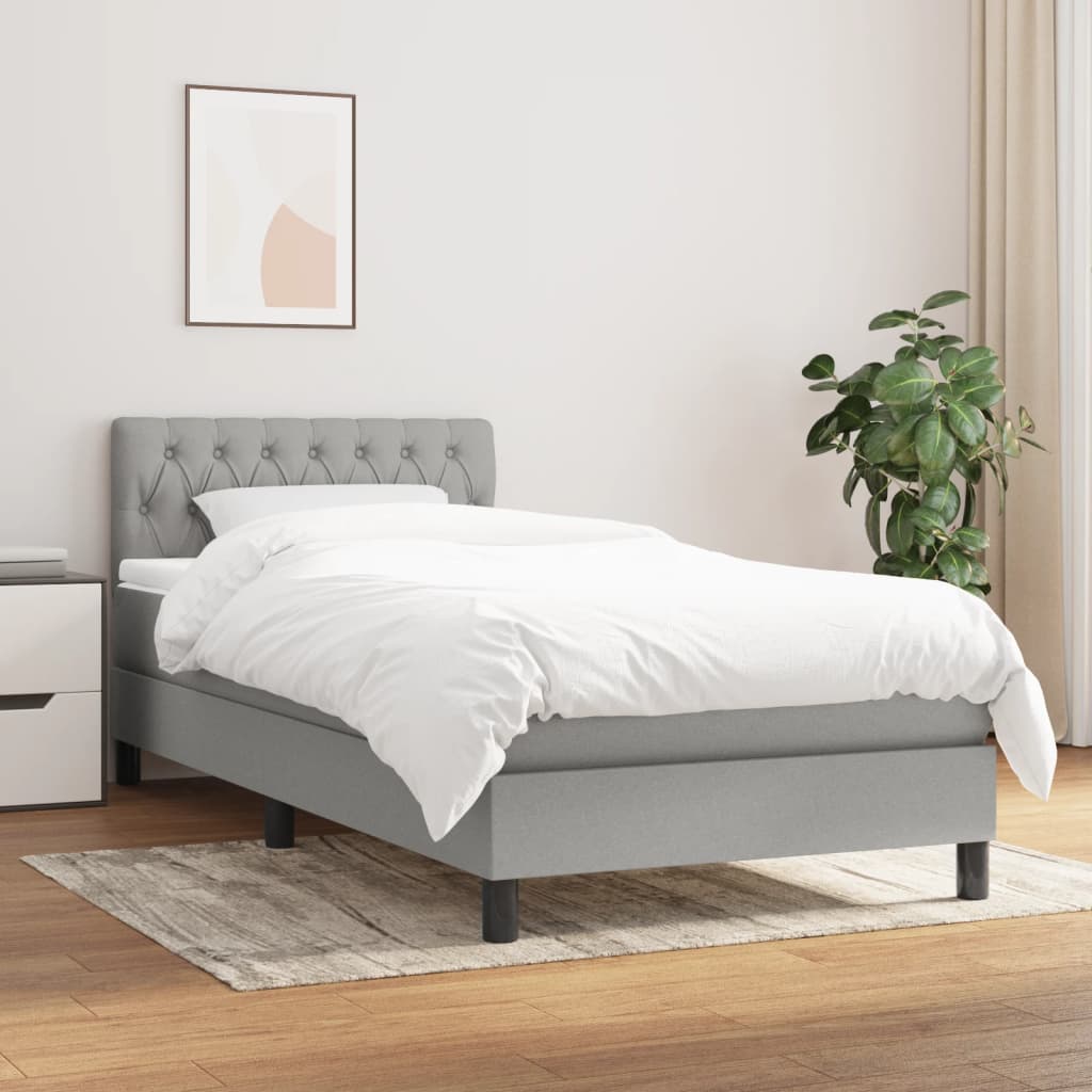 Boxspring met matras stof lichtgrijs 100x200 cm is nu te koop bij PeponiXL, paradijselijk wonen!