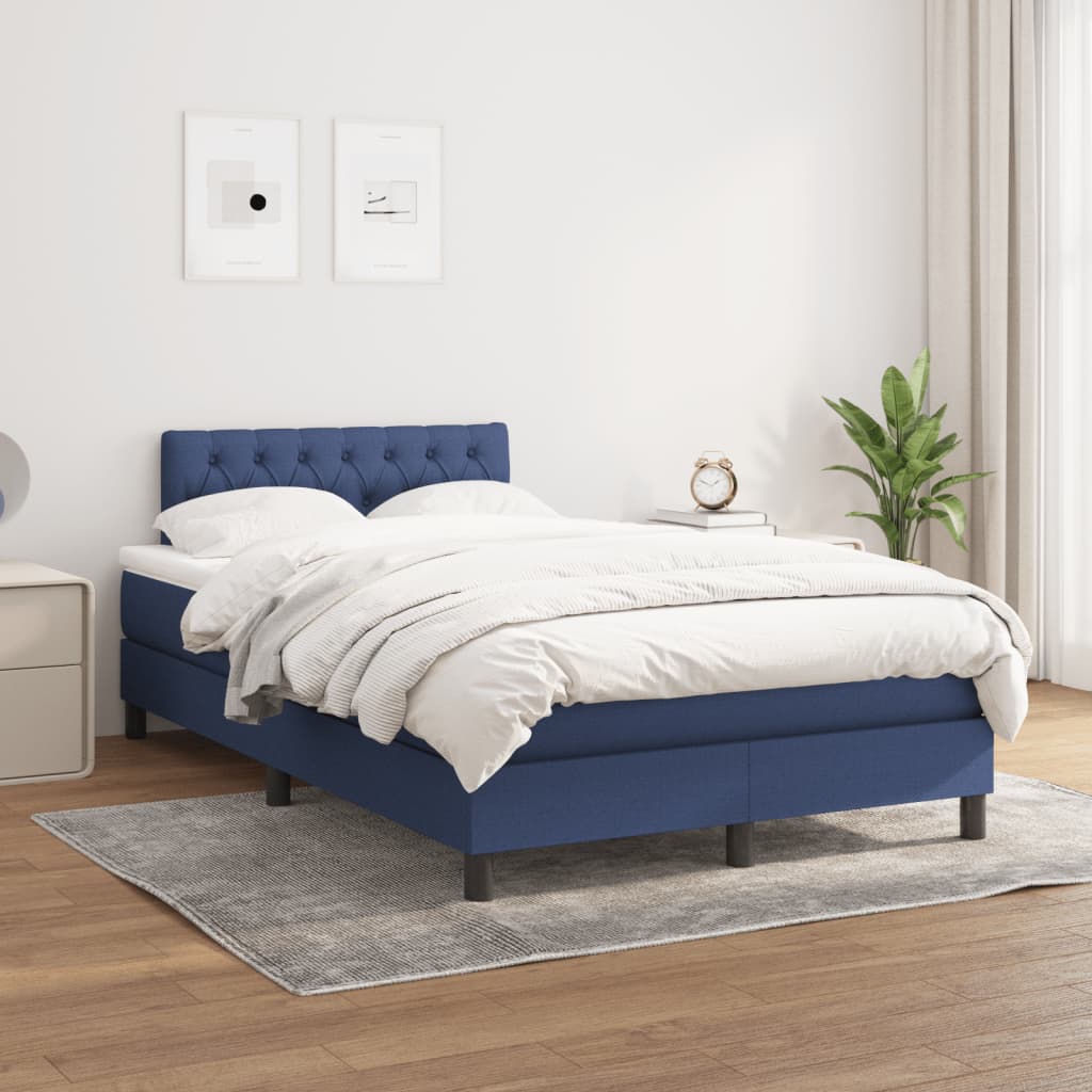 Boxspring met matras stof blauw 120x200 cm is nu te koop bij PeponiXL, paradijselijk wonen!