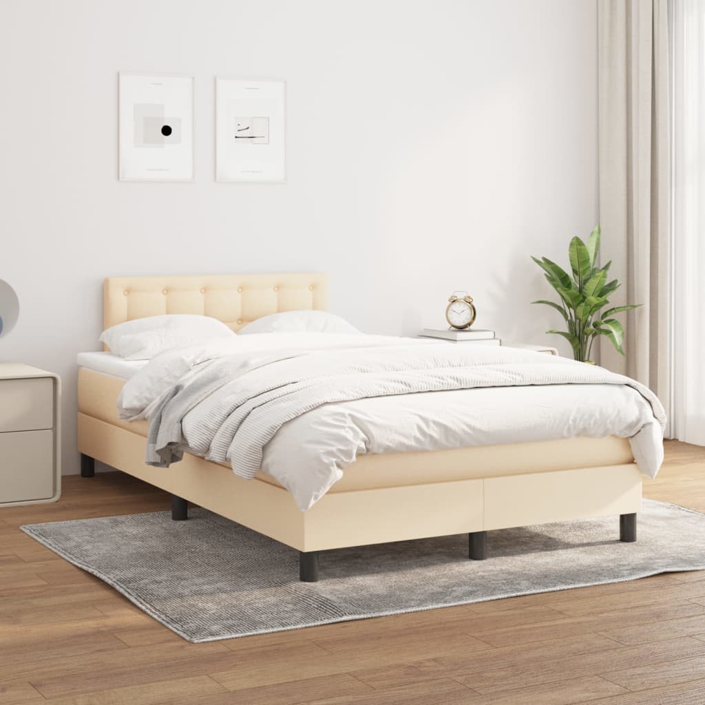 Boxspring met matras stof crèmekleurig 120x200 cm is nu te koop bij PeponiXL, paradijselijk wonen!