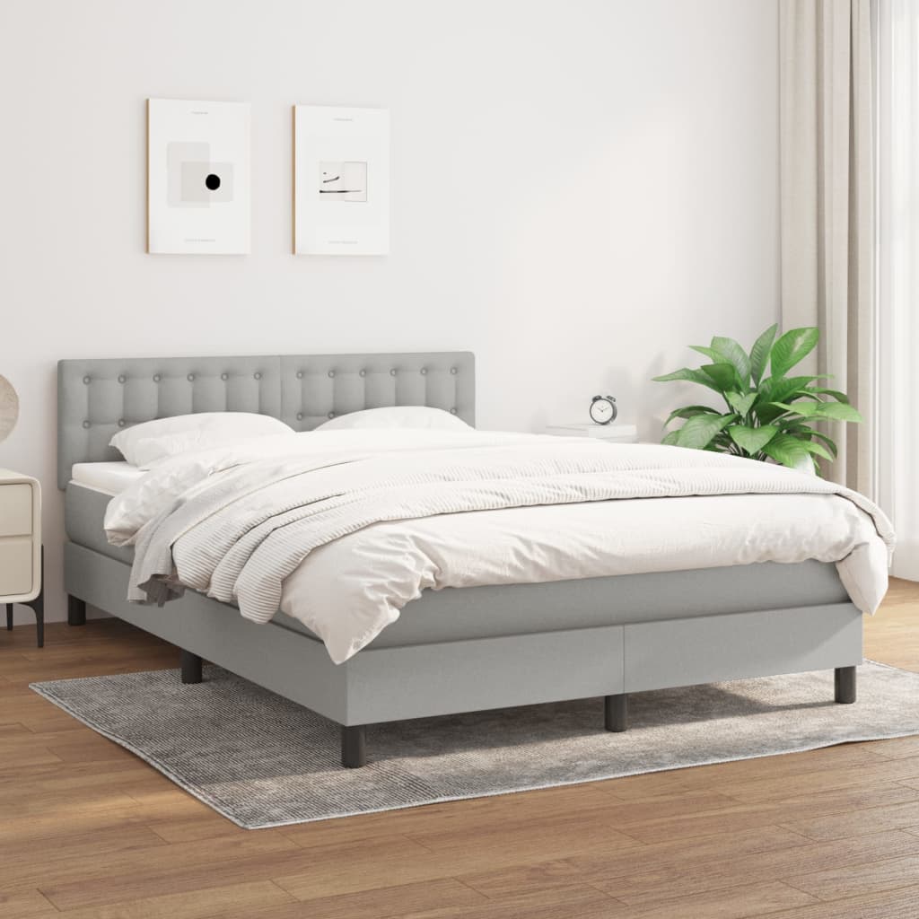 Boxspring met matras stof lichtgrijs 140x200 cm is nu te koop bij PeponiXL, paradijselijk wonen!