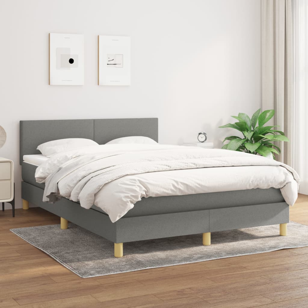 Boxspring met matras stof donkergrijs 140x200 cm is nu te koop bij PeponiXL, paradijselijk wonen!